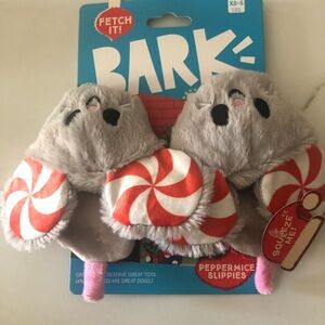 BARK Christmas Peppermice Slippers Mice Slippers Dog Toy Squeakers XS-S 0-20 lbs